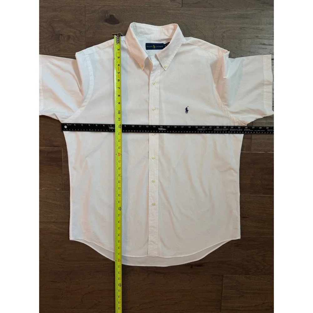 Polo Ralph Lauren Mens XL White Short Sleeve Button Down Shirt Cotton Poplin